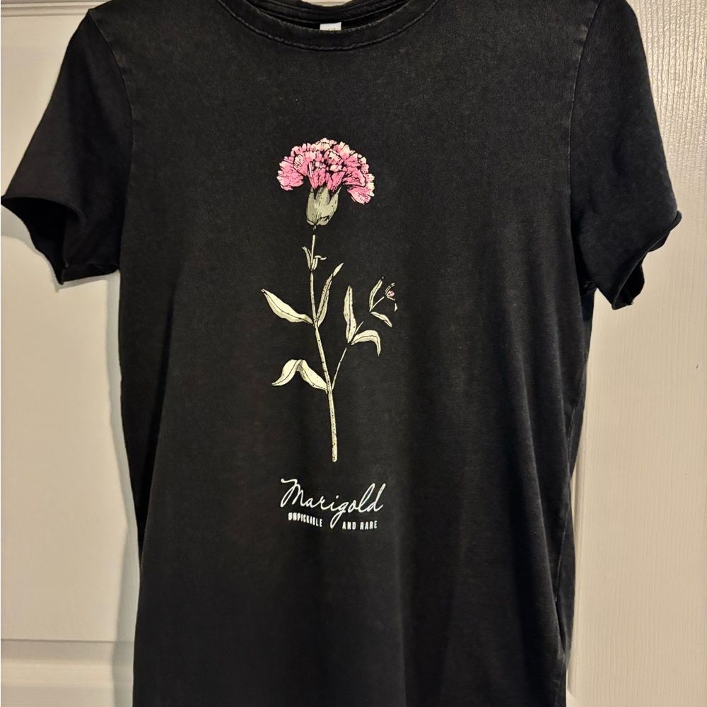 ONLY acid wash floral print t-shirt in black